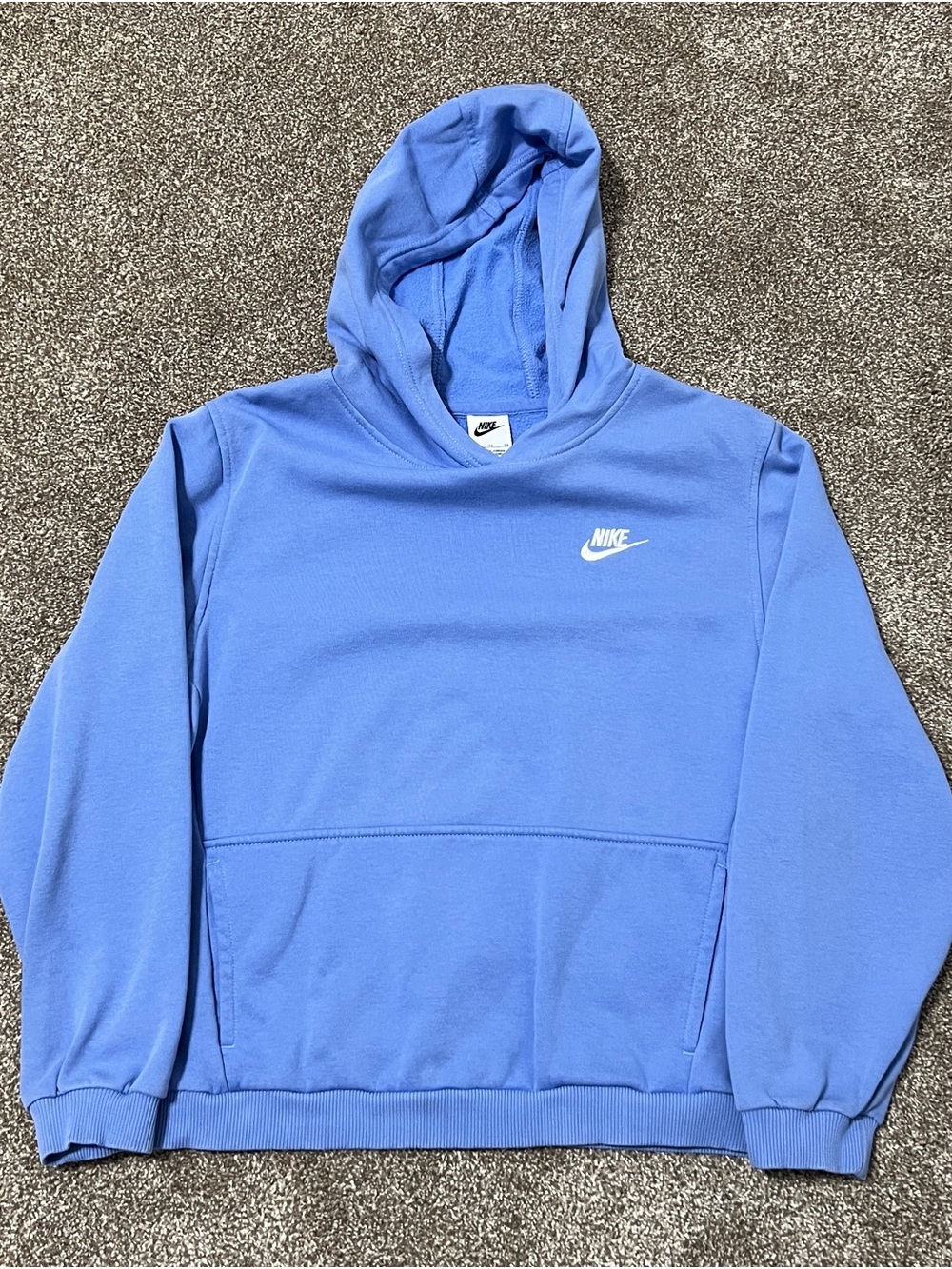 Nike Youth XL Light Blue Crewneck Hoodie with White Swoosh